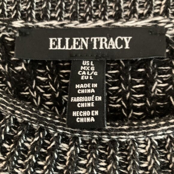 Ellen Tracy Slouchy Sweater Cotton Blend Herringbone Ragg High Low Overs… - Picture 6 of 10